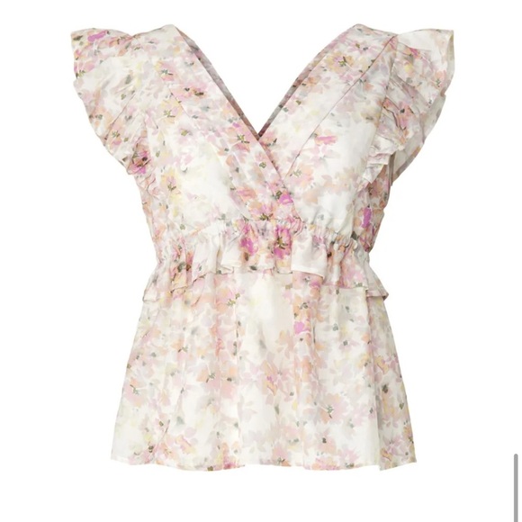 Munthe Silk Cotton Herb Top Pink Multi Floral Blouse - Picture 5 of 7